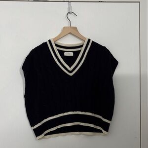 Navy and White V-Neck Sweater Vest